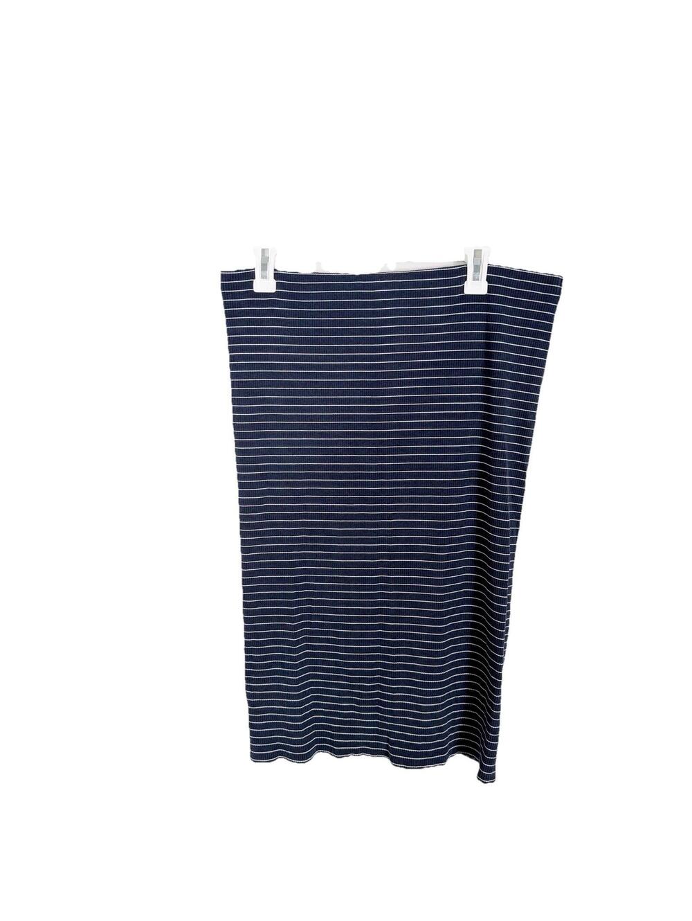 Polo Ralph Lauren Women's Navy White Midi Skirt Pencil Stretch Knit Sz XL